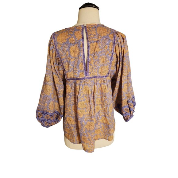 Cleobella Peasant Floral Cottage Top Womens Small Organic Cotton Boho Amarillis - Picture 4 of 8